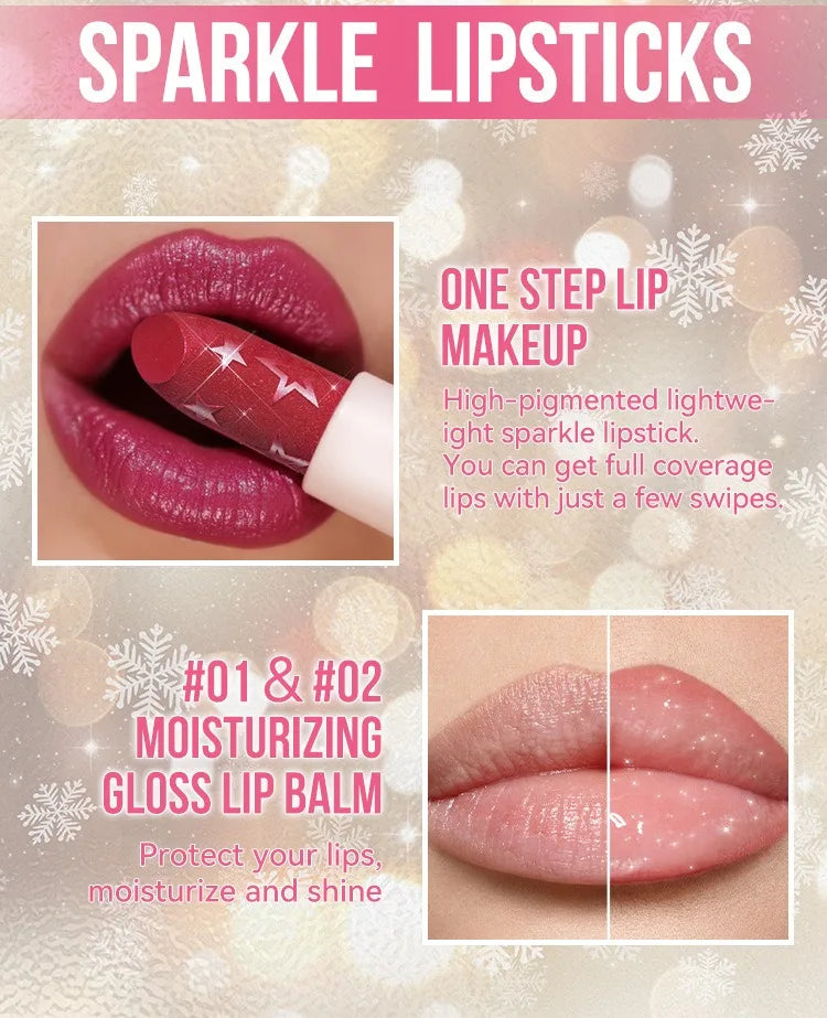 Diamond Metallic Pearlescent Lipstick Shiny Non-stick Cup Matte Velvet Waterproof Lip Stick Sexy Red White Lips Makeup Cosmetics -