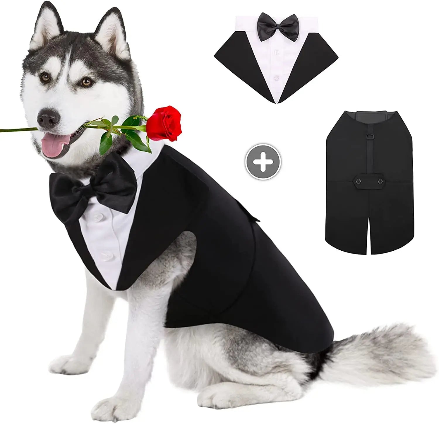 Dress up your pup for the occasion with this fashion-forward party show formal suit featuring a tie bow tuxedo—perfect for making a stylish statement! -
