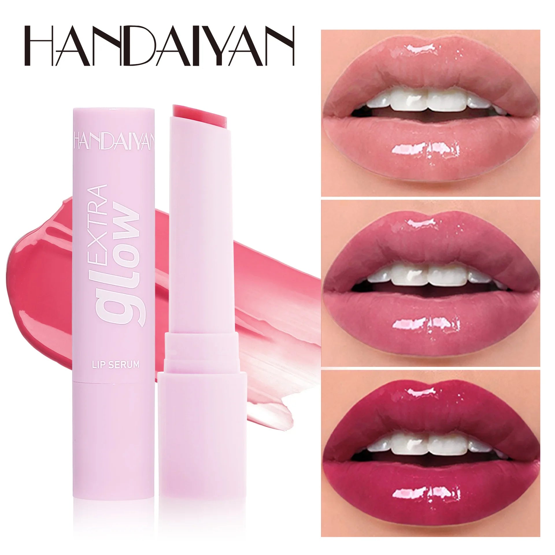 Handaiyan Long Lasting Lipstick Waterproof Moisturizing MIrror Watery Jelly Lip Stick Lip Plumper Lip Balm Makeup -