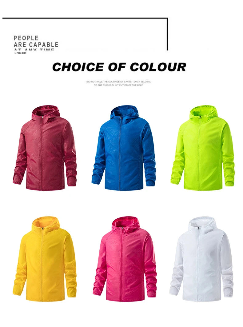 Stay protected during hiking adventures with these waterproof jackets for men and women. Featuring sun protection and windproof capabilities, these jackets are perfect for outdoor excursions, keeping you comfortable and shielded from the elements. -