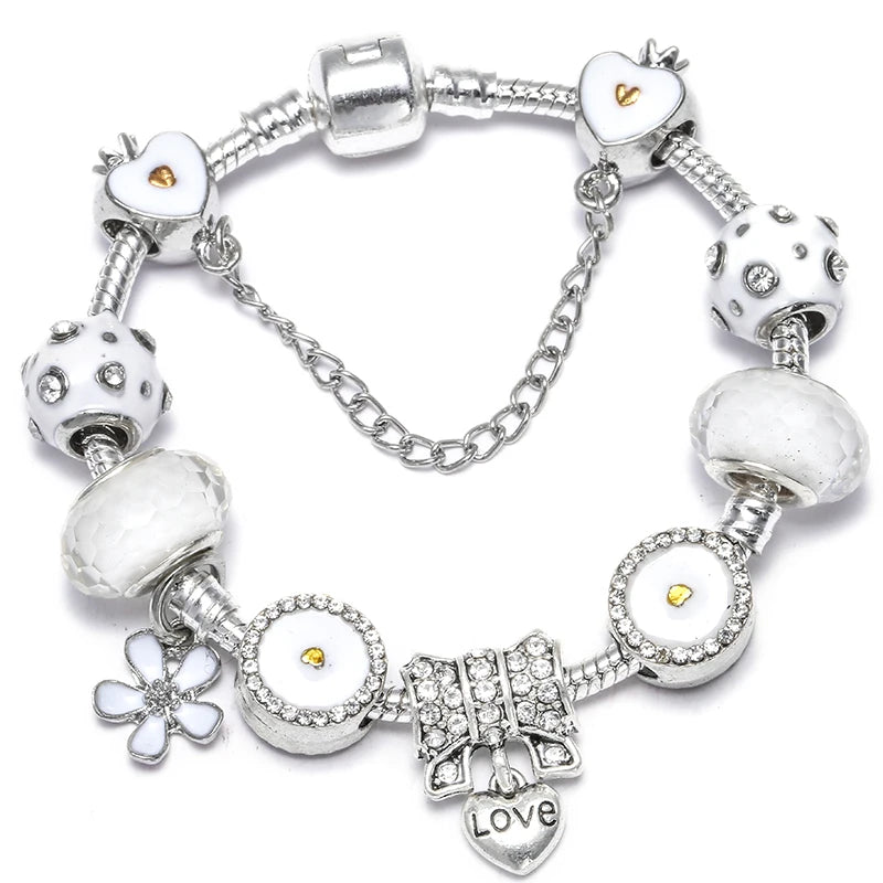 Pink Heart To Heart Beads Charm Bracelets -