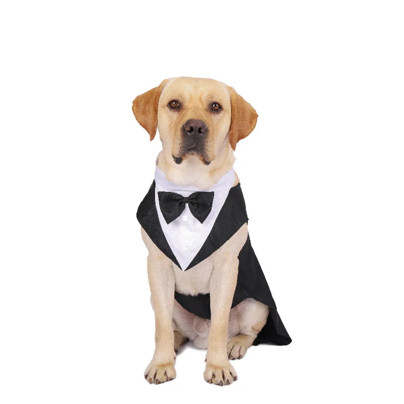 Dress up your pup for the occasion with this fashion-forward party show formal suit featuring a tie bow tuxedo—perfect for making a stylish statement! -