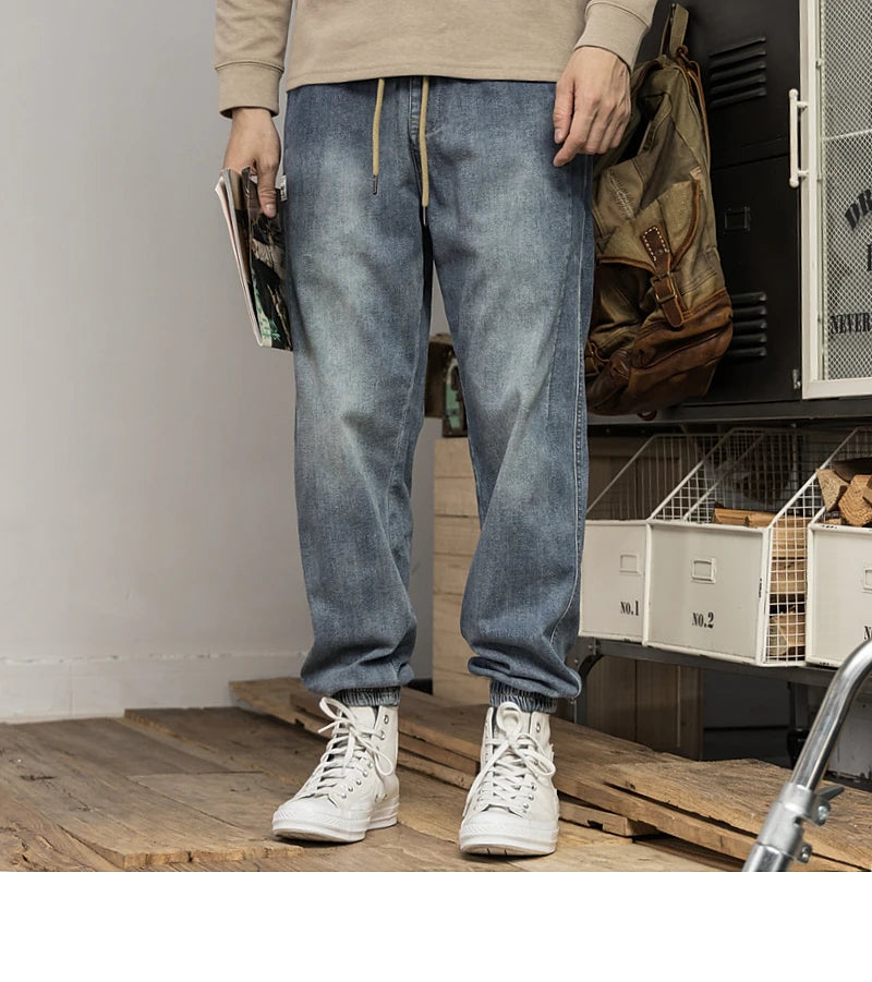 Classic Washed Blue Denim Jeans for Men -