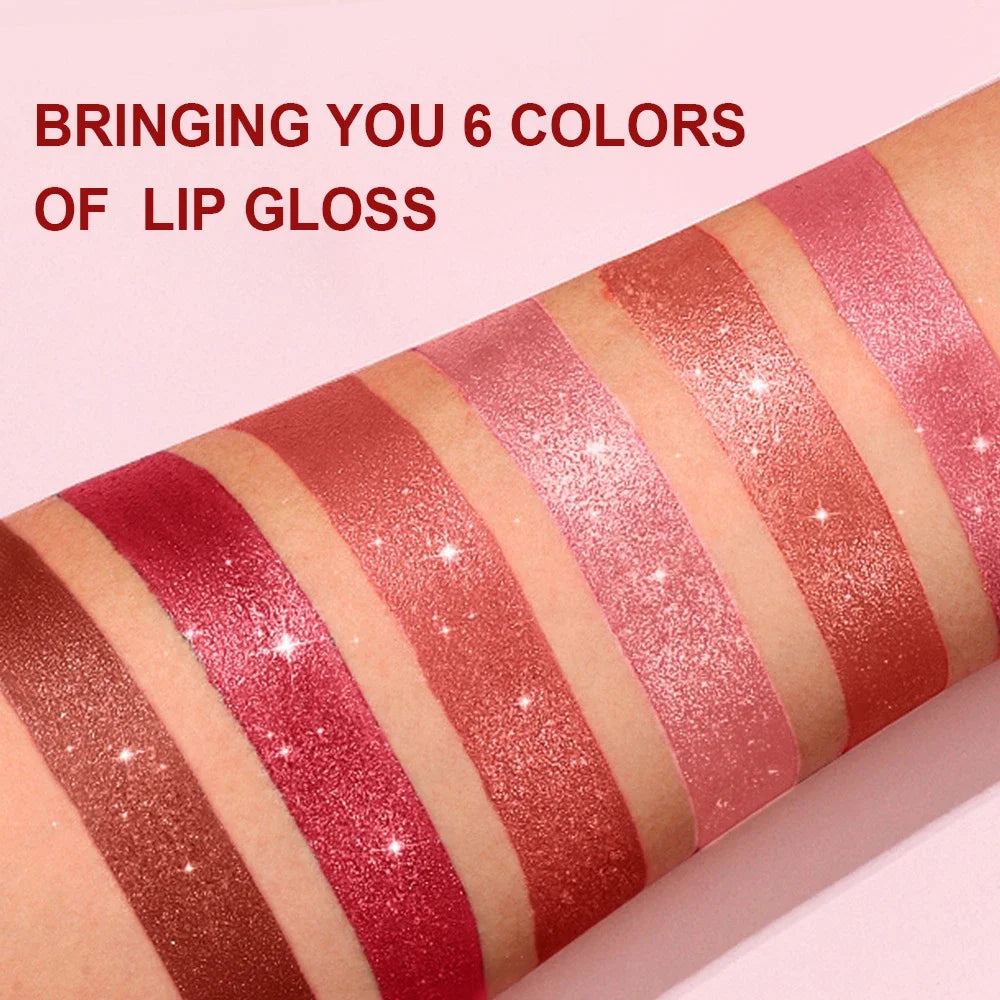 Chocolate Brown Luxurious Metallic Glitter Lipstick Long-Lasting Waterproof Non-Fade Shimmery Pearl Sparkling Lip Gloss Makeup -