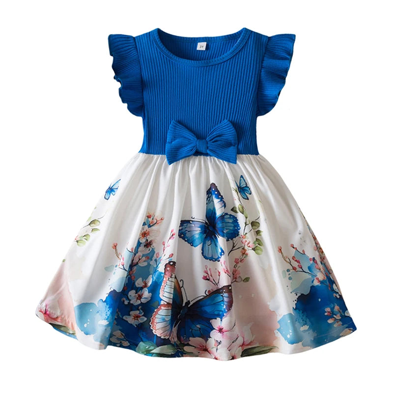 Girl's Butterfly Printed Dress 3-7Y -