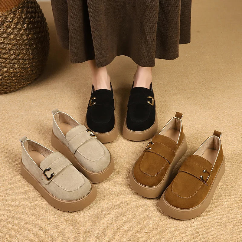 Elevate your style with these platform sole loafers for women. -