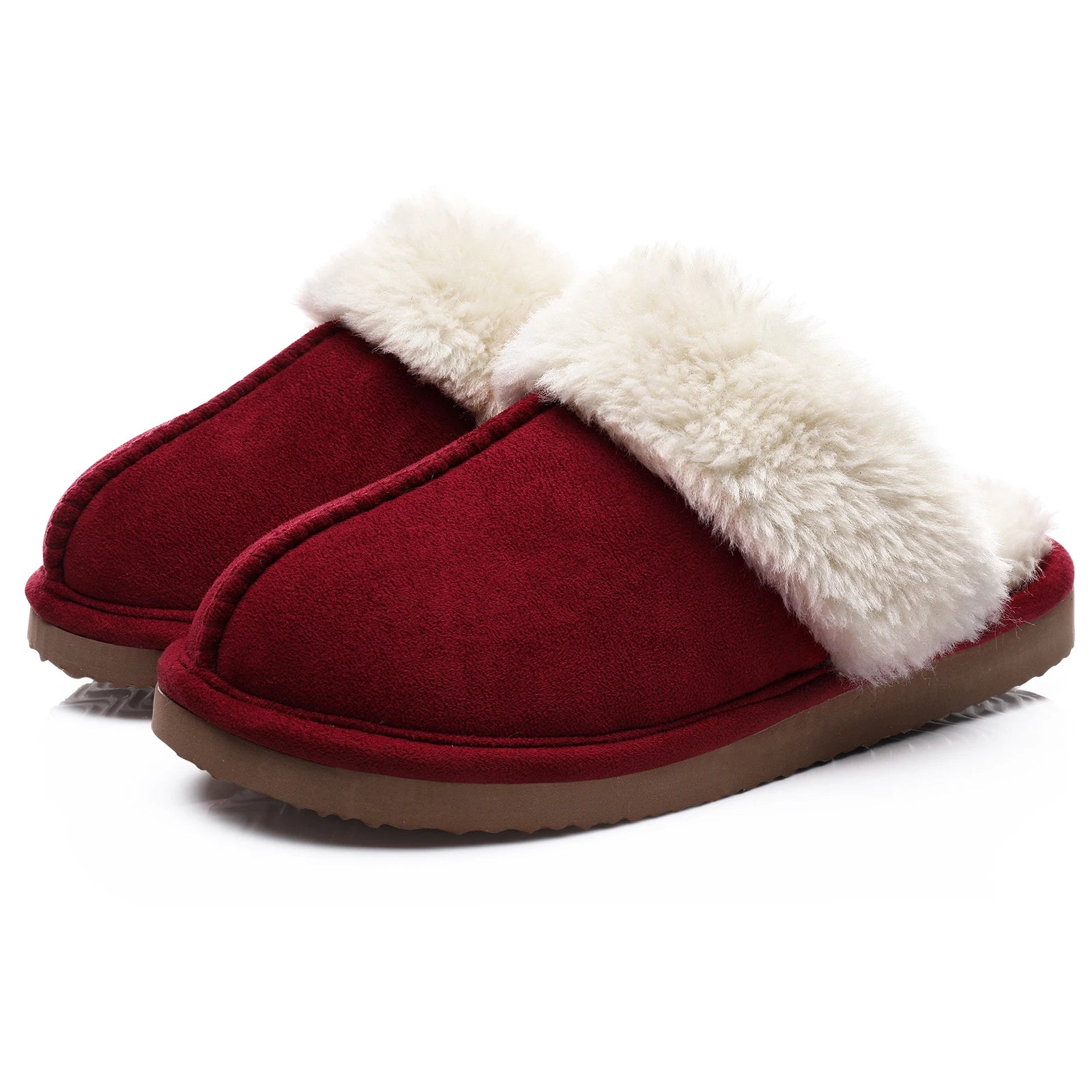 Evshine Women Plush Cotton Slippers Winter Indoor Warm Soft House Slipper Comfort Memory Foam Slides Outdoor Fur Fuzzy Flat Shoe -