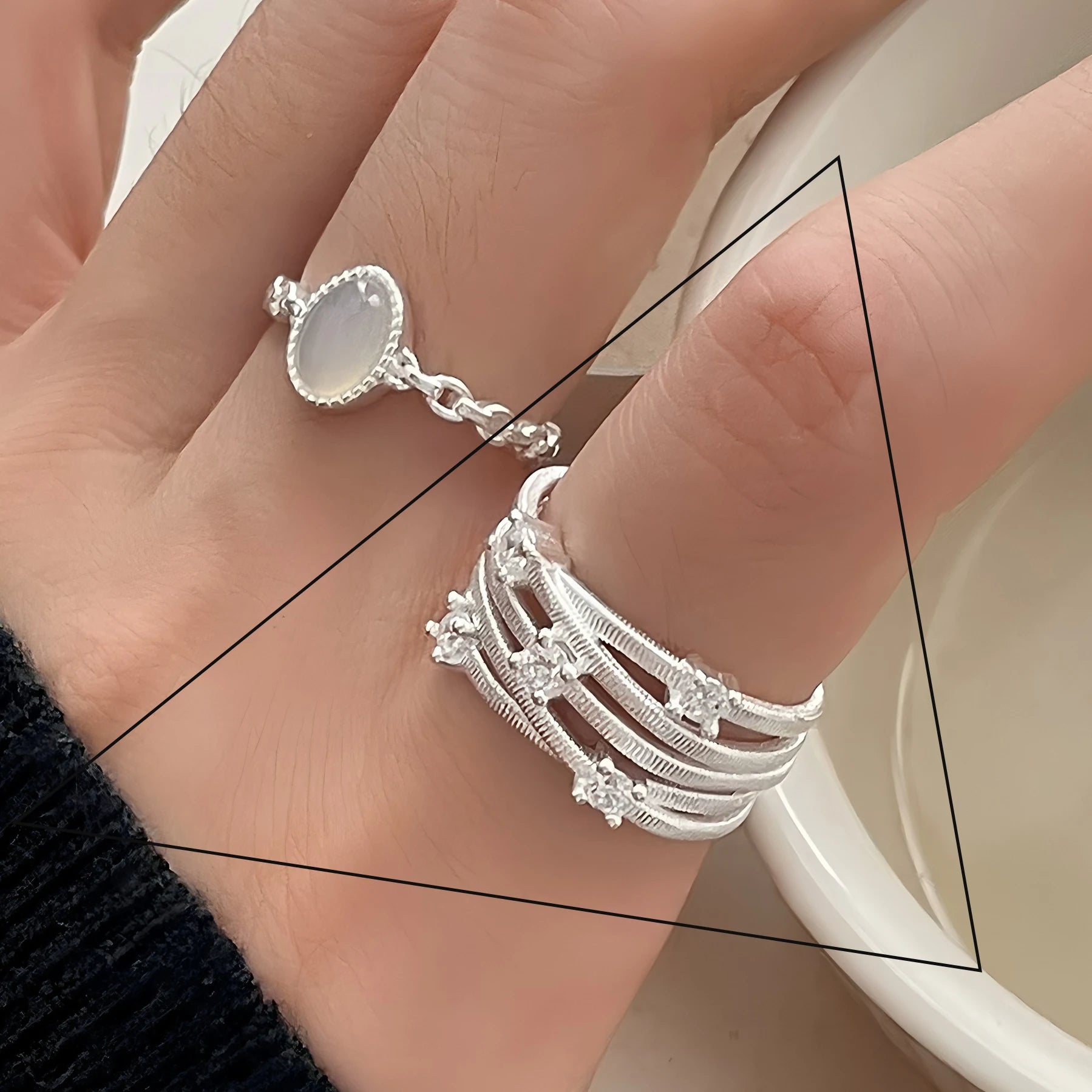 Sterling Silver Hollow Out Rings -