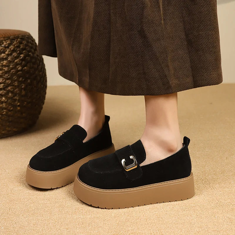 Elevate your style with these platform sole loafers for women. -