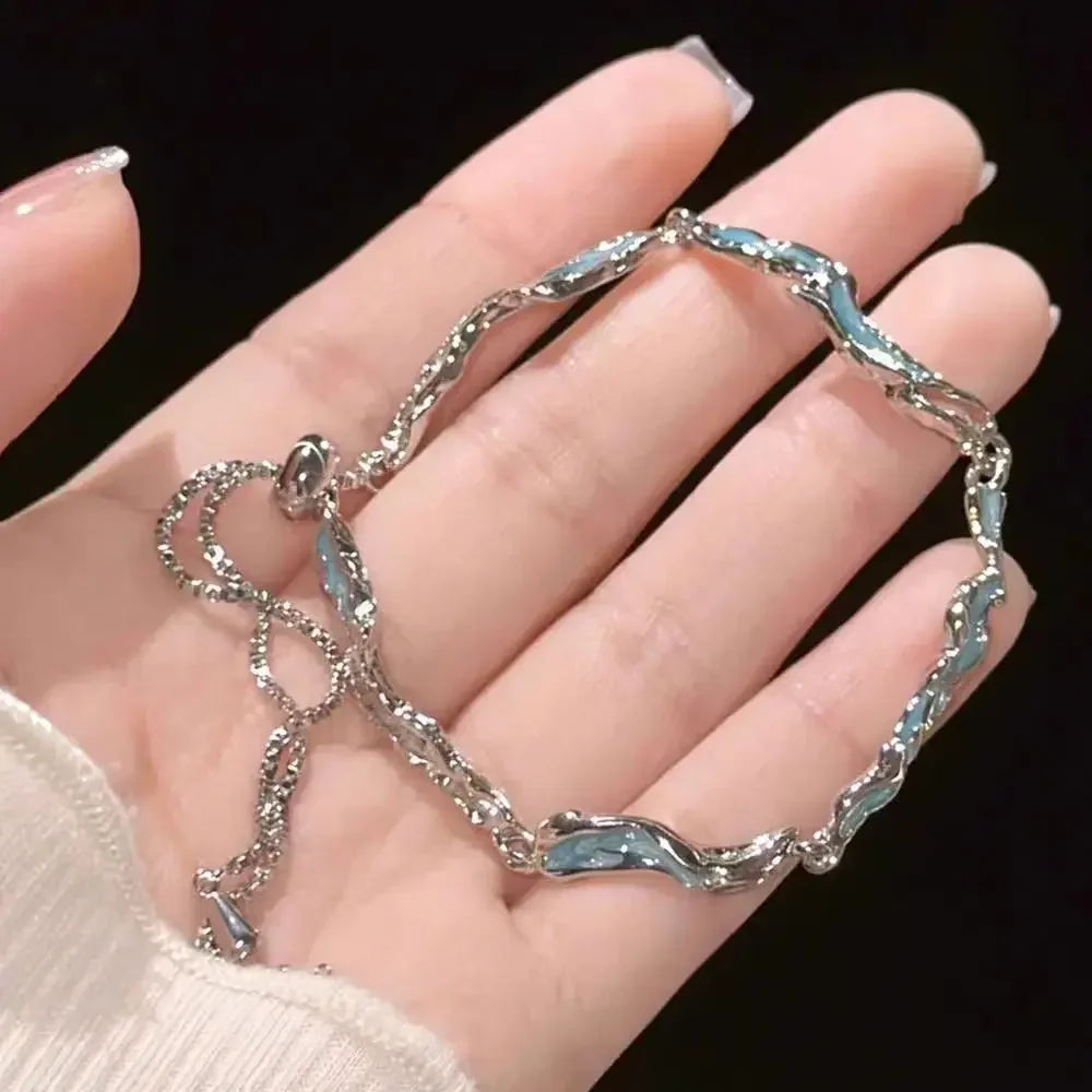 Shiny Pink Crystal Cherry Blossom Bracelets -