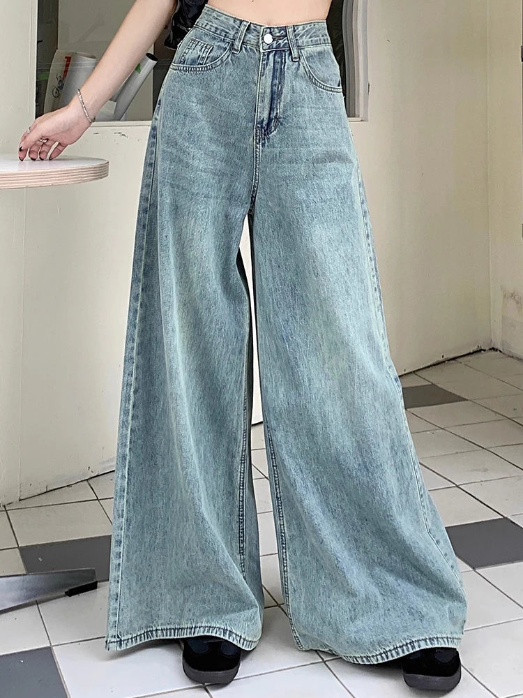 Elevate your style with these chic high-waist wide-leg jeans for women! -