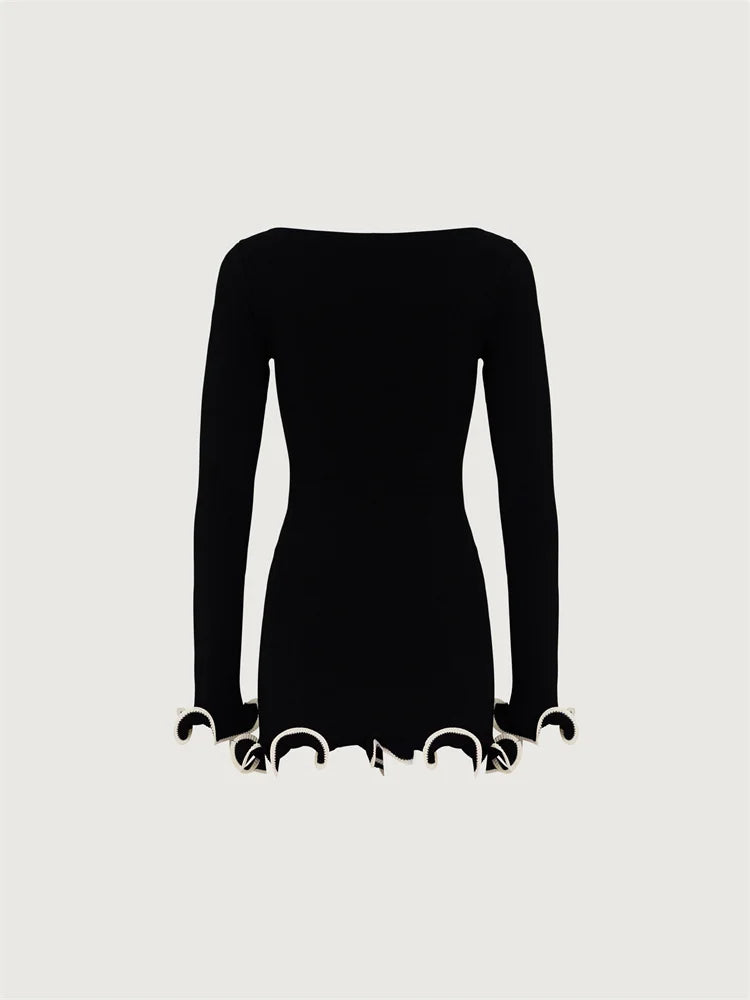 Women's Mini Dress Ruffled High Waist Elegant (Slim Fit) -