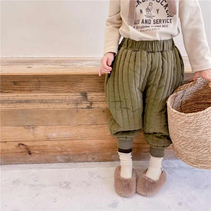 Children's Clothing From 2 To 7 Years Winter Kids Warm Cotton-Padded Trousers Baby Girls Thick Pants Toddler Boys Wear Clothes -
