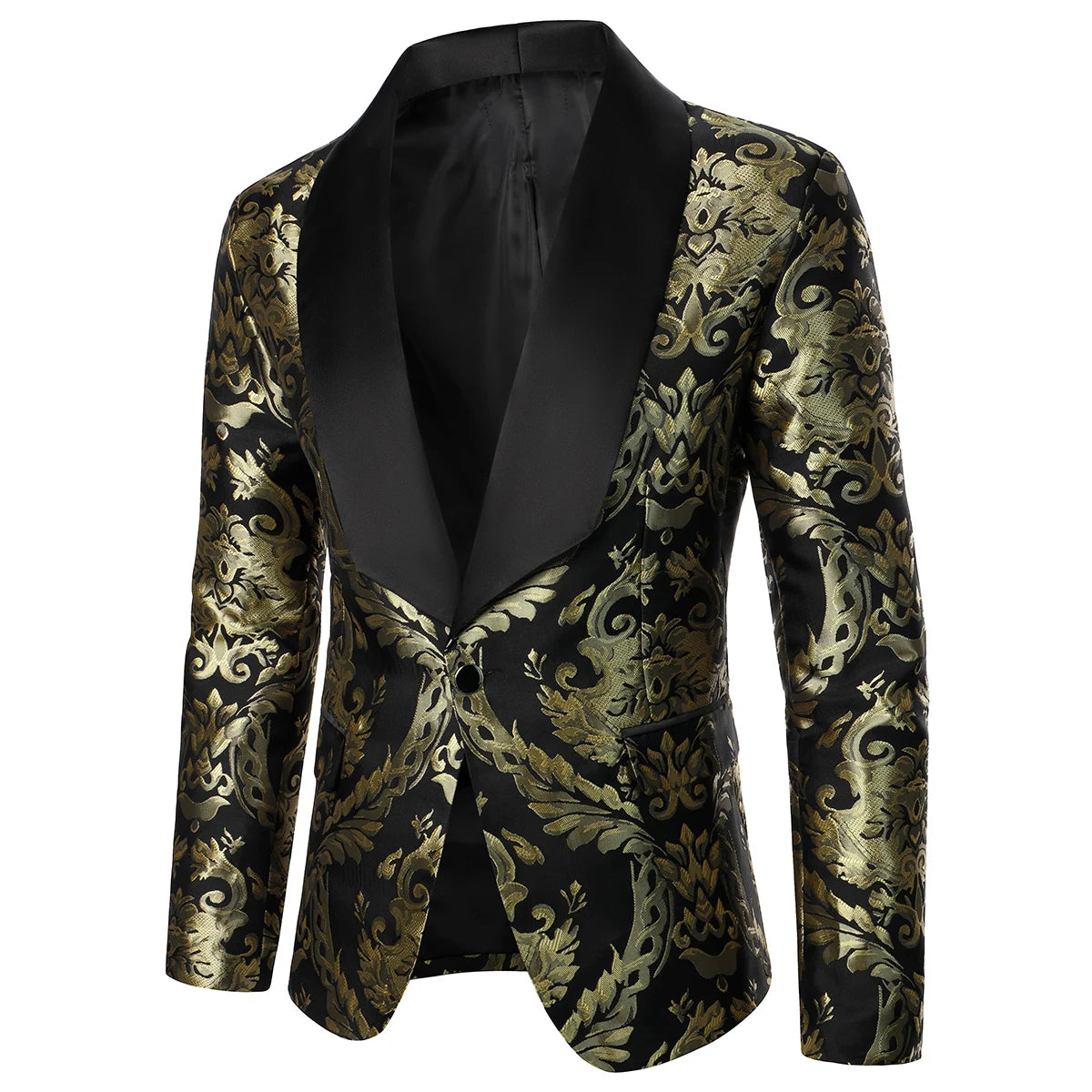 Gold and black patterned blazer