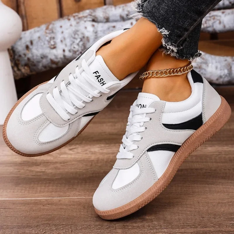 2025 Spring New Lace Up Women's Sports Shoes Plus Size Woman Sneakers Mixed Colors Female Fashion Versatile Flat Casual Sneaker -