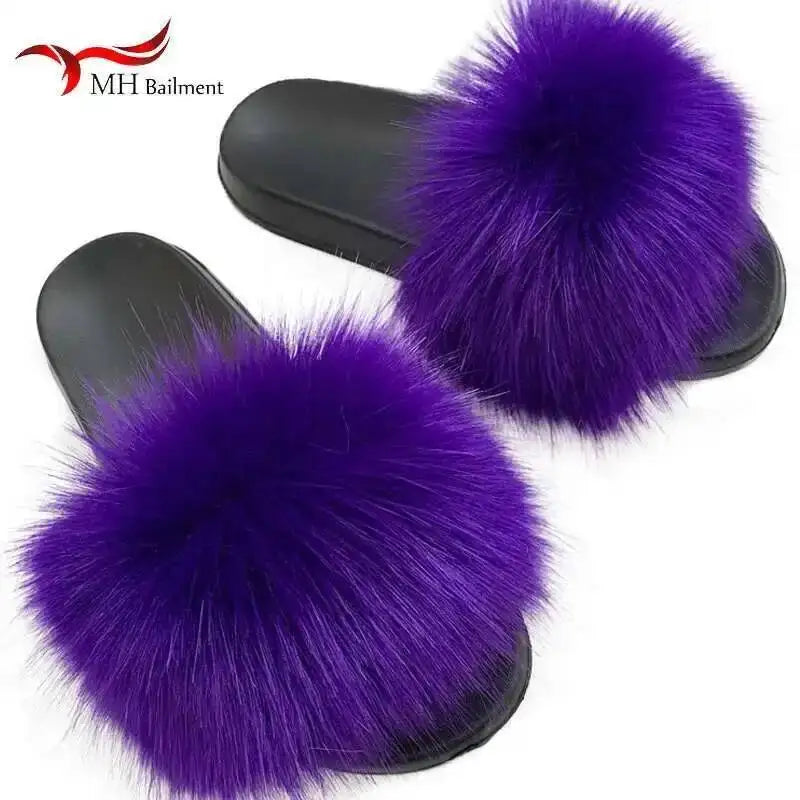 Faux Fur Slippers Women -