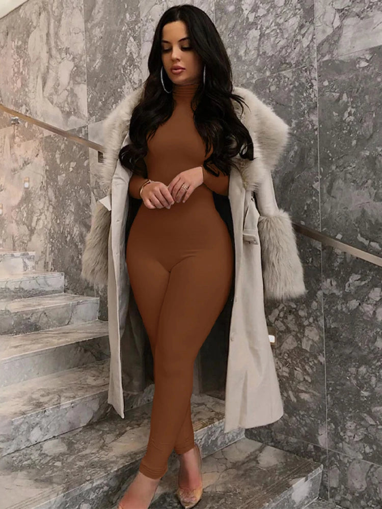 Long Sleeve Turtleneck Jumpsuit -