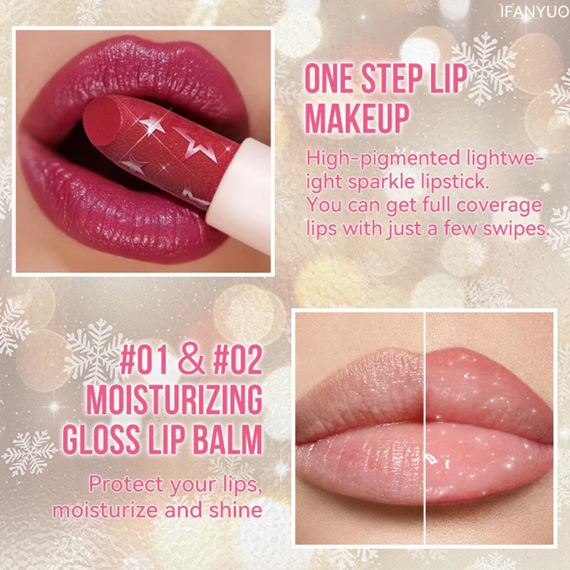 Diamond Metallic Pearlescent Lipstick Shiny Non-stick Cup Matte Velvet Waterproof Lip Stick Sexy Red White Lips Makeup Cosmetics -