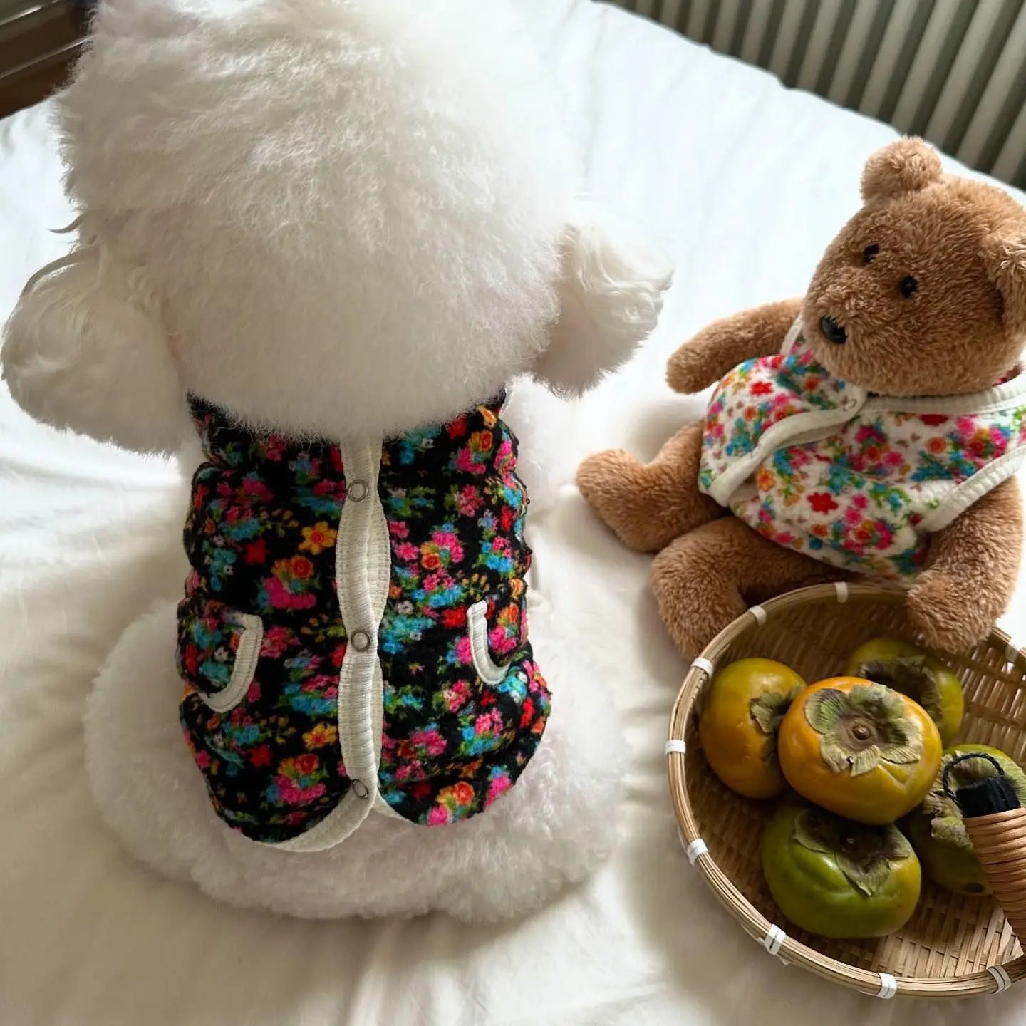 Dress your pet in this classic shabby flower cotton outfit—a stylish and comfortable choice for your beloved furry friend! -