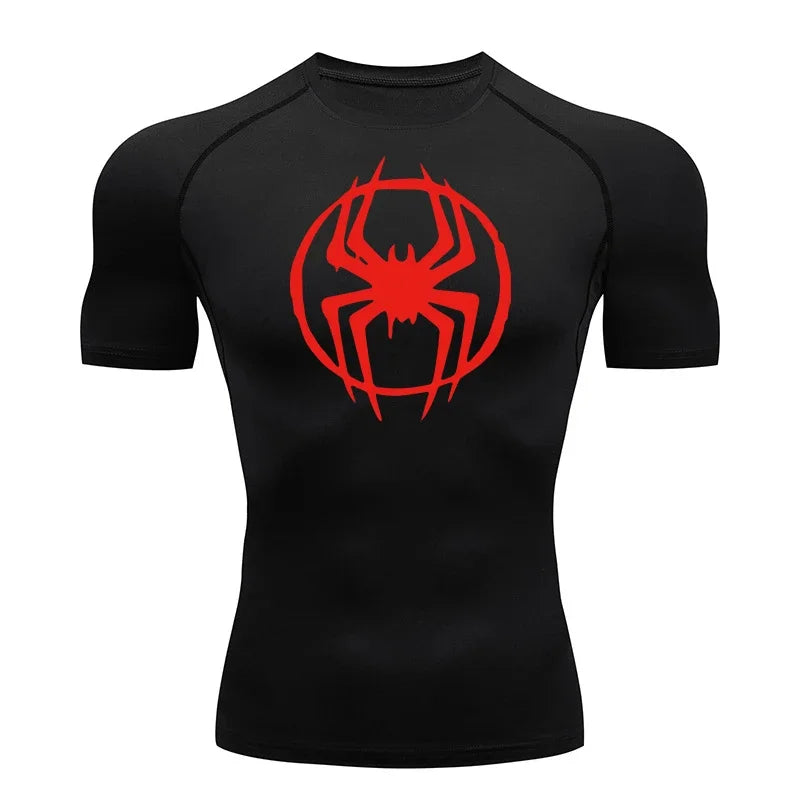 Men's Spider-man pattern compression shirt -