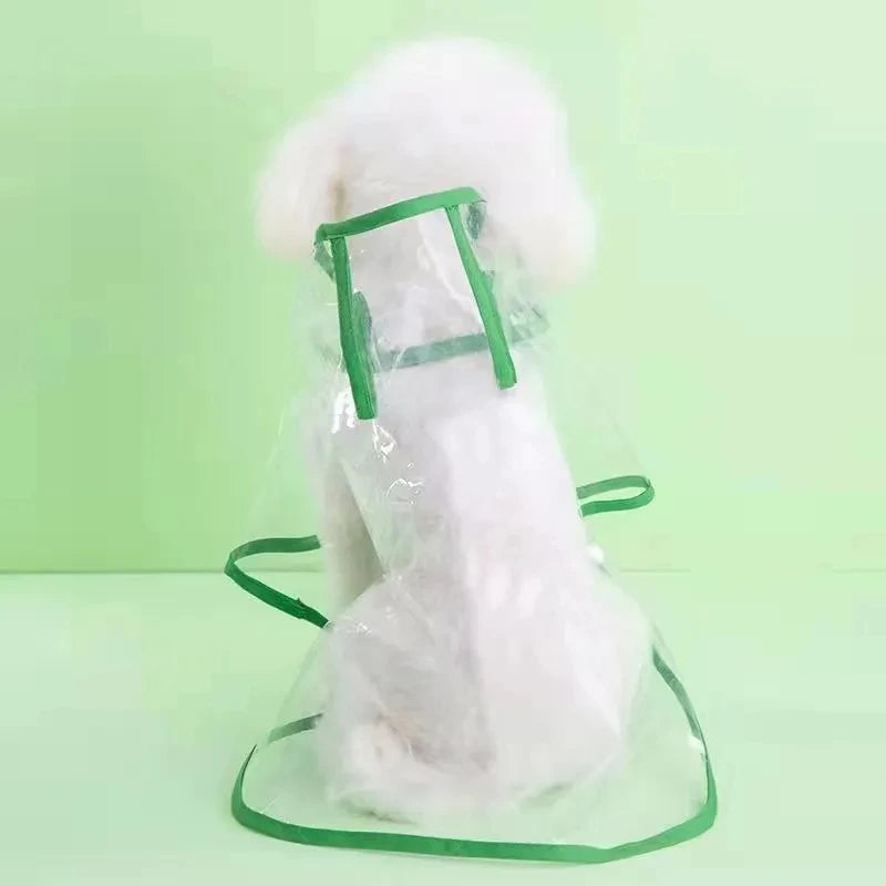 Keep your pet dry in style with this transparent rainwear raincoat for dogs—perfect for providing protection and keeping your furry friend dry during rainy days! -