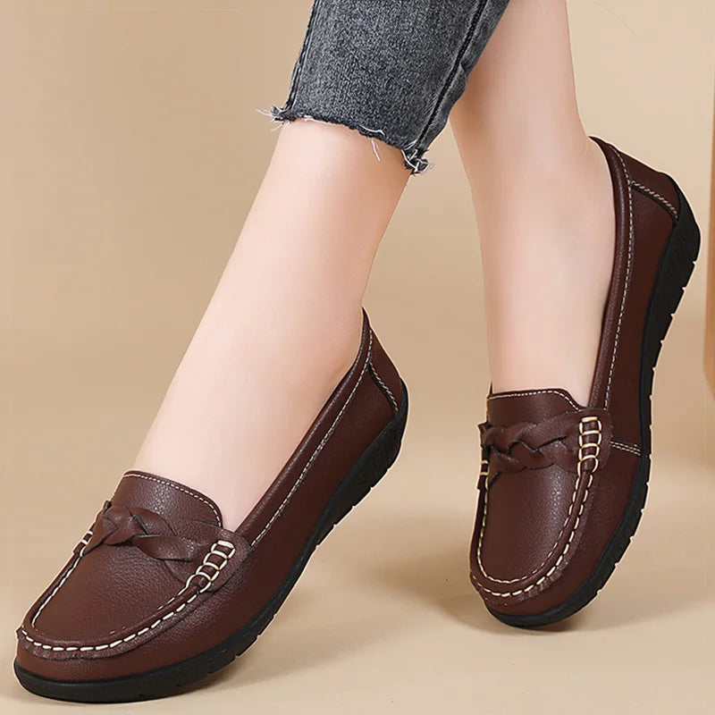 Shoes Women 2025 New Loafers Slip On Flats Leather Shoes Woman Comfortable Flat Shoes Women White Zapatos Mujer Women's Footwear -