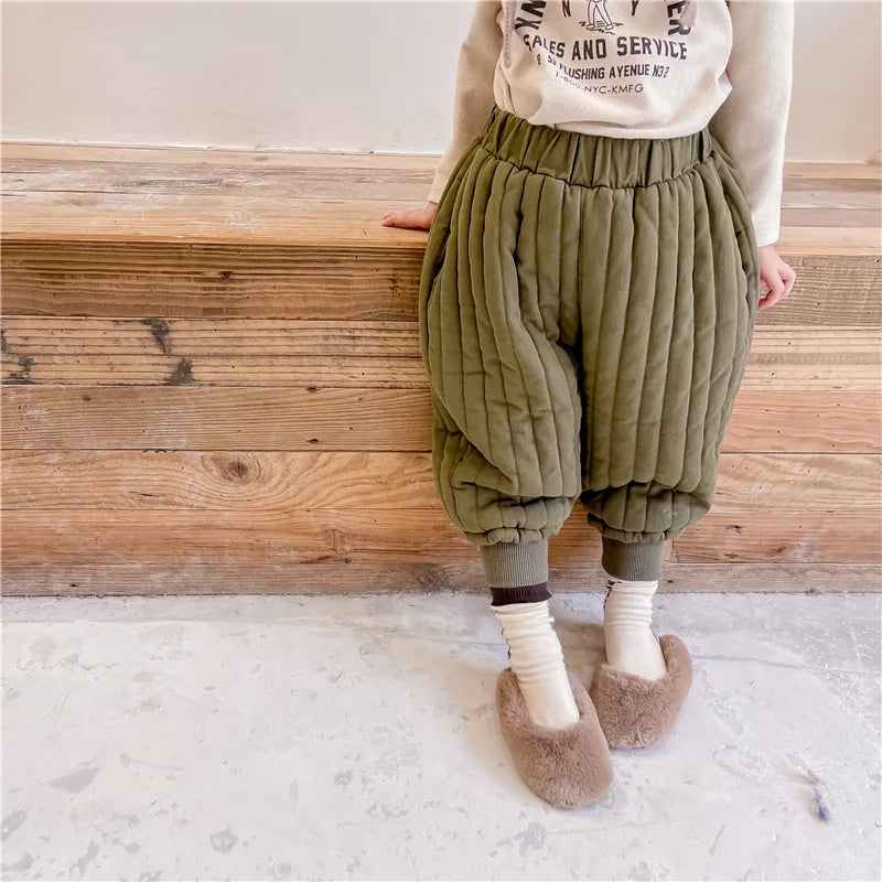 Children's Clothing From 2 To 7 Years Winter Kids Warm Cotton-Padded Trousers Baby Girls Thick Pants Toddler Boys Wear Clothes -
