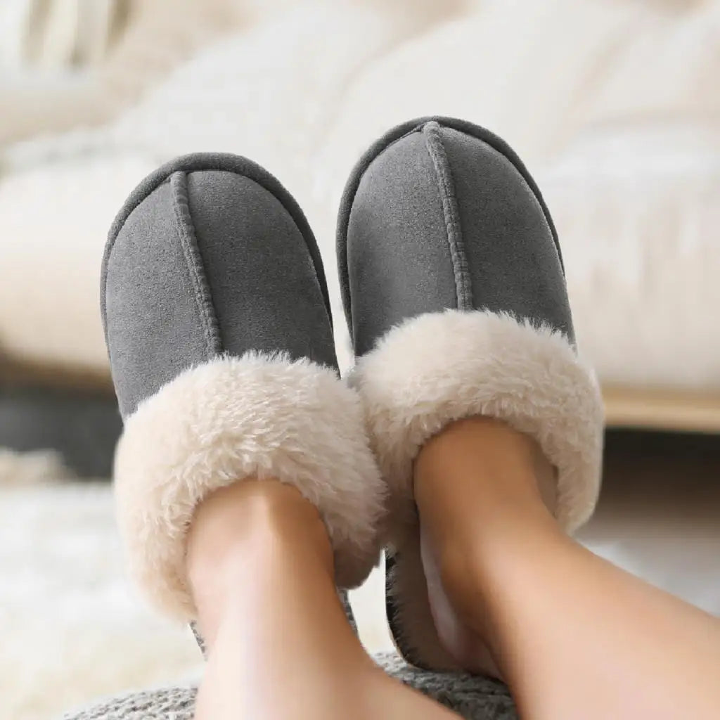 Evshine Women Plush Cotton Slippers Winter Indoor Warm Soft House Slipper Comfort Memory Foam Slides Outdoor Fur Fuzzy Flat Shoe -