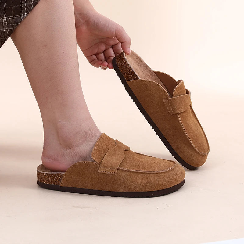 Evshine 2024 Women Cork Slides Classic Clogs For Women Fashion Mules Indoor Home Cork Suede Slippers Outdoor Soft Beach Slippers -