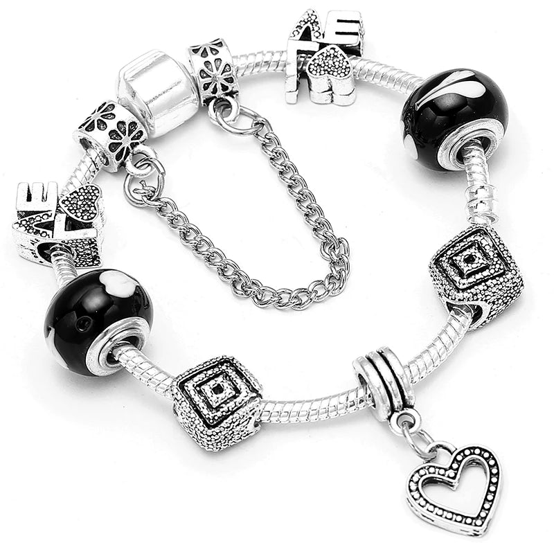 Pink Heart To Heart Beads Charm Bracelets -