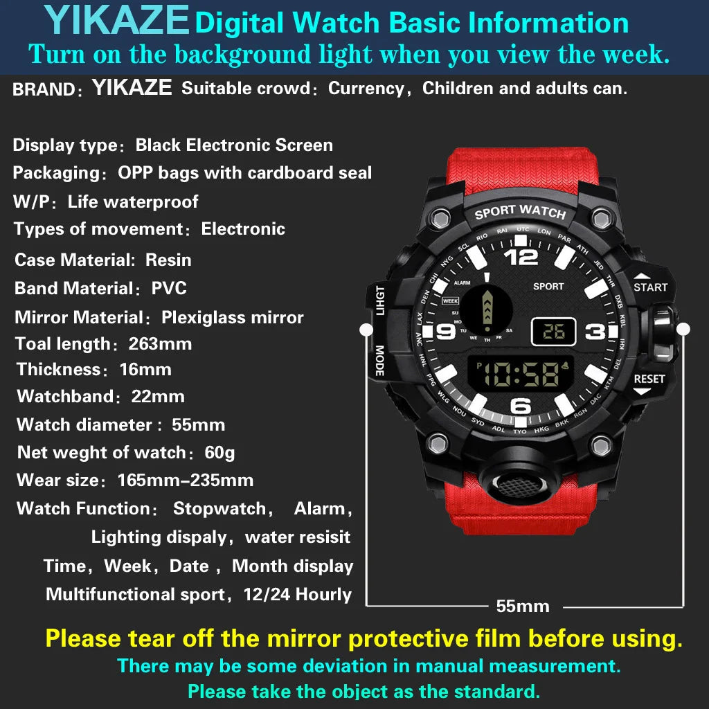 Fashion Men's Watch Sports Electronic Wristwatch -