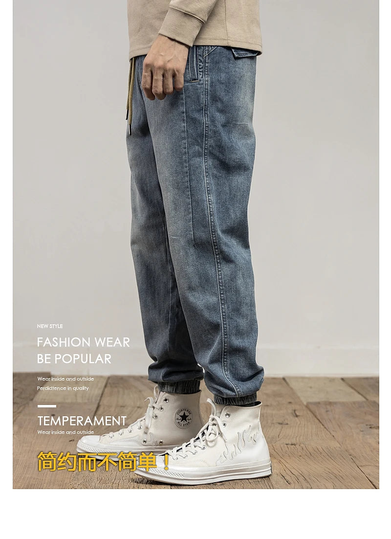 Classic Washed Blue Denim Jeans for Men -