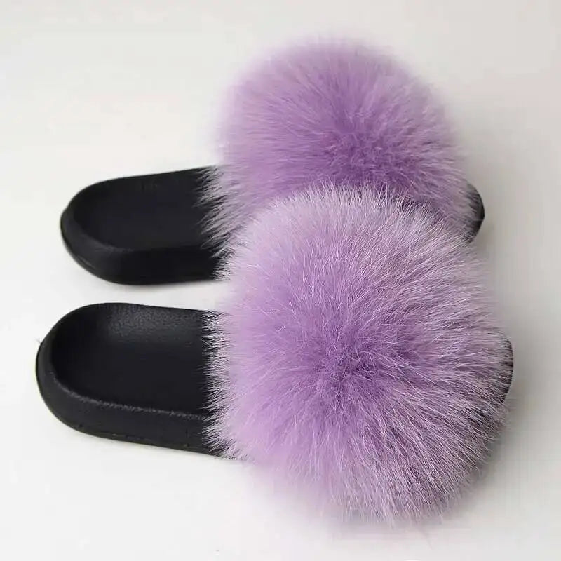 Real Fox Fur Slippers -