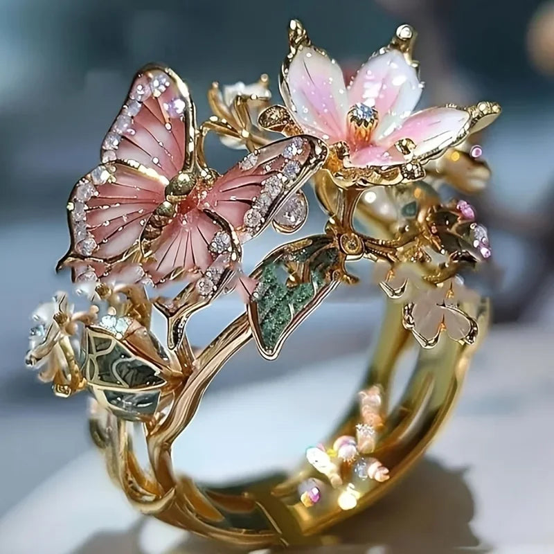 Aesthetic Flower Butterfly Rings -