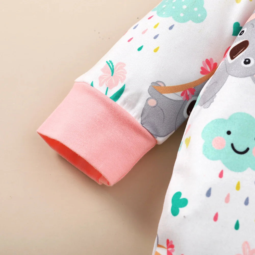 Keep your newborn baby girl cozy and cute with this 2-piece romper outfit set featuring long sleeves—perfect for everyday comfort! -