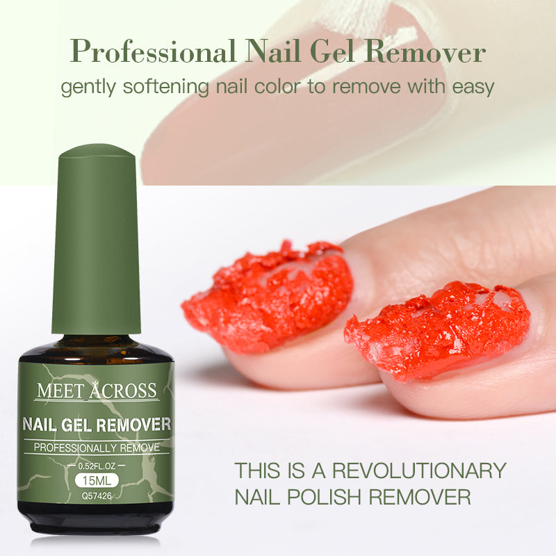 MEET ACROSS 15ml Magic Fast Nail Gel Polish Remover Clean UV Soak Off Semi Permanent Varnish Nail Art Removal Tools Manicure -
