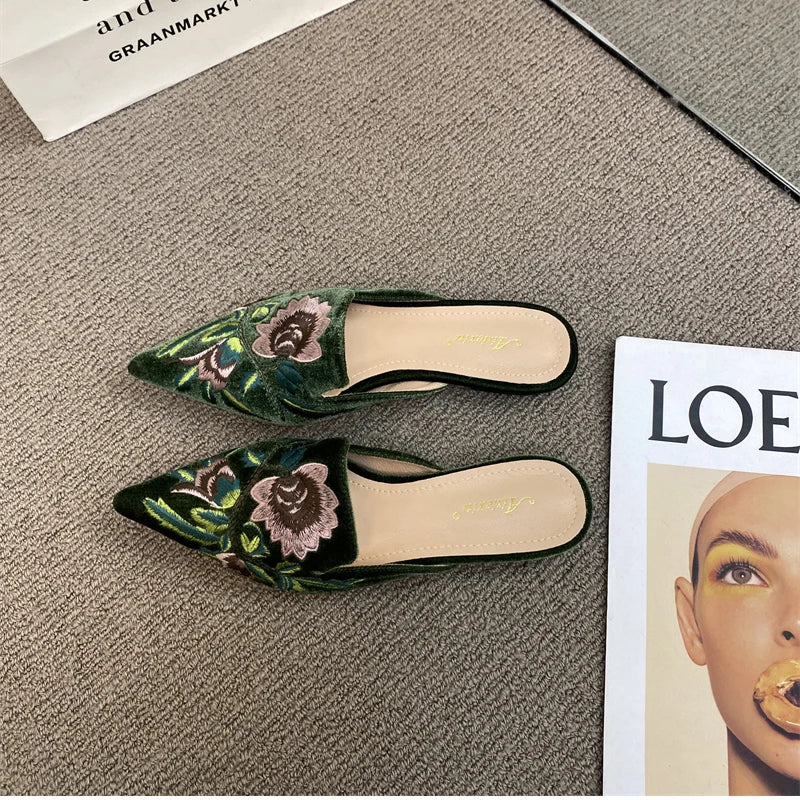 Women Luxury Fashion Elegant Pointed Toe Slides -