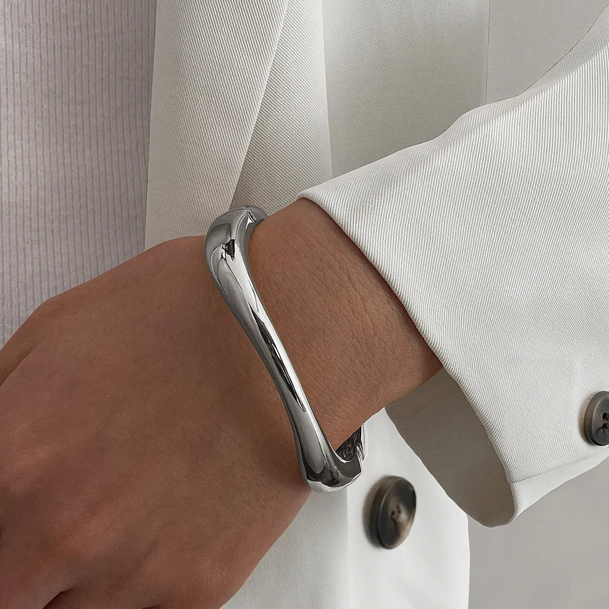 3PCS Set Stainless Steel Round Smooth Bangles -