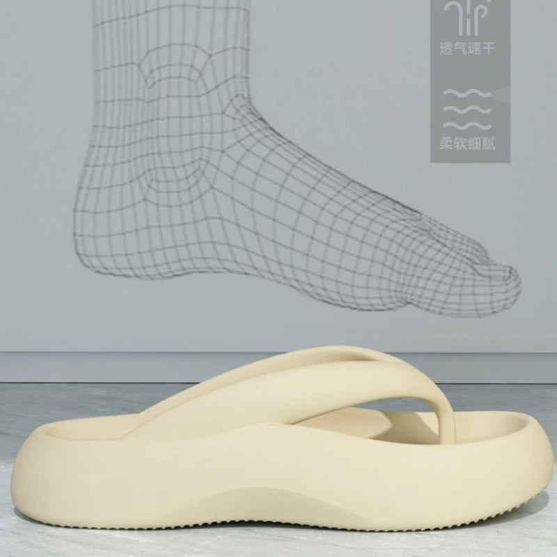 Thick soled flip flops with increased height 2024 new beach women's summer walking slippers -