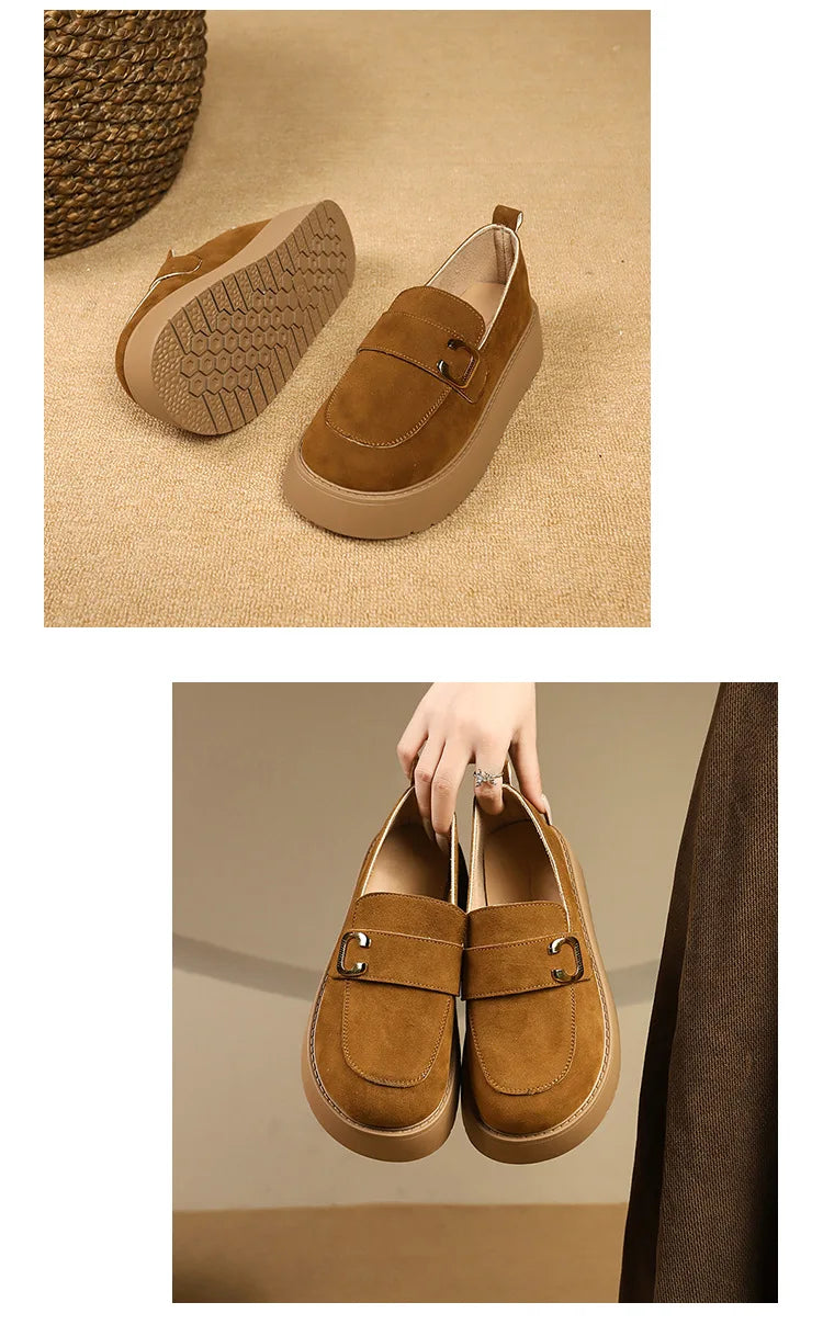 Elevate your style with these platform sole loafers for women. -