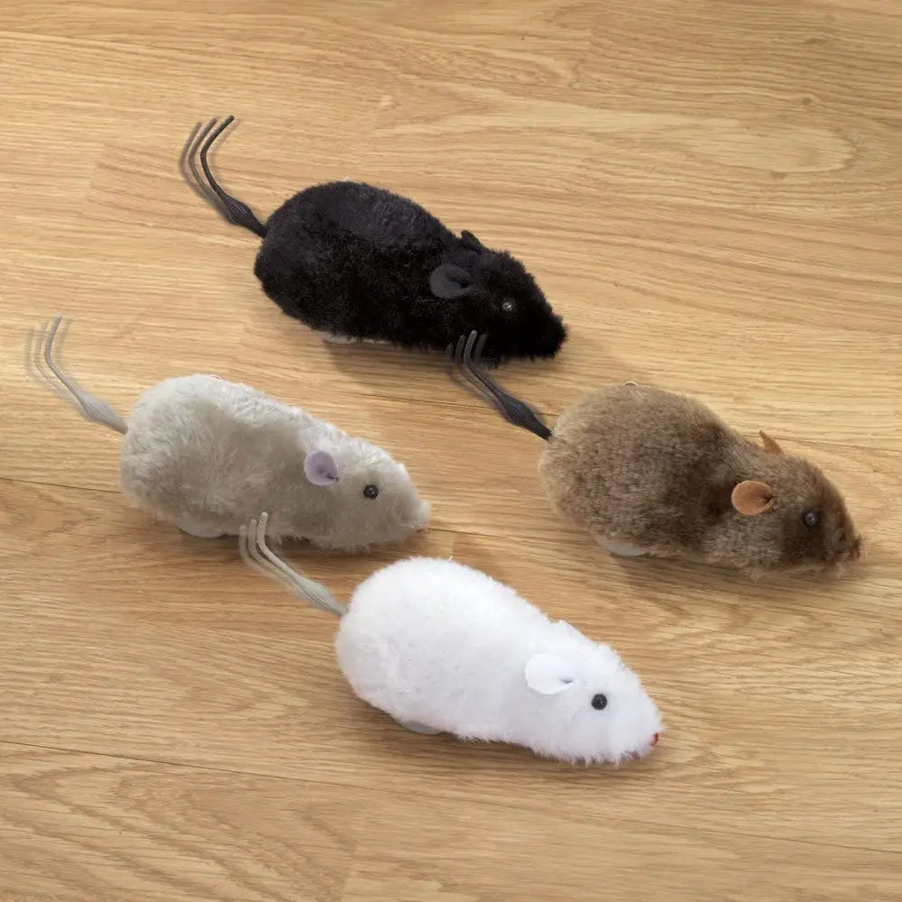 1Pc Funny Lifelike Plush Mouse Running Rat Toy for Cats & Dogs -