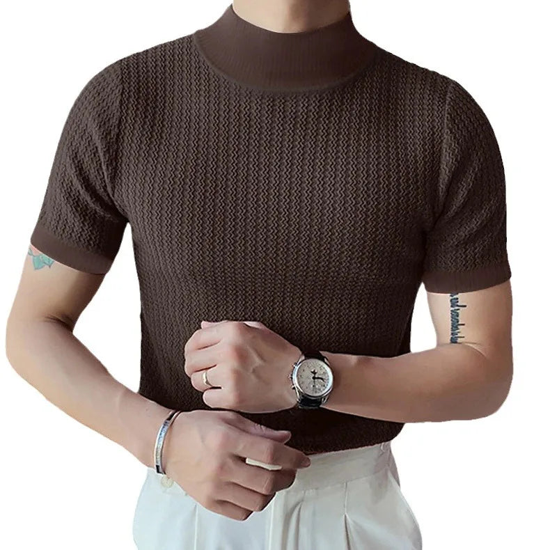 casual simple knitted base T-shirt -