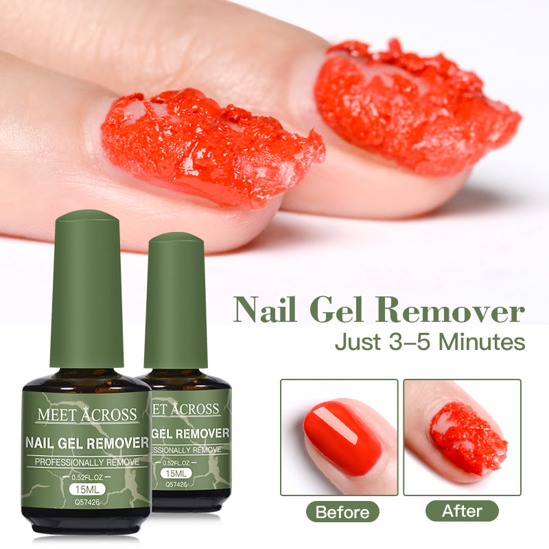 MEET ACROSS 15ml Magic Fast Nail Gel Polish Remover Clean UV Soak Off Semi Permanent Varnish Nail Art Removal Tools Manicure -