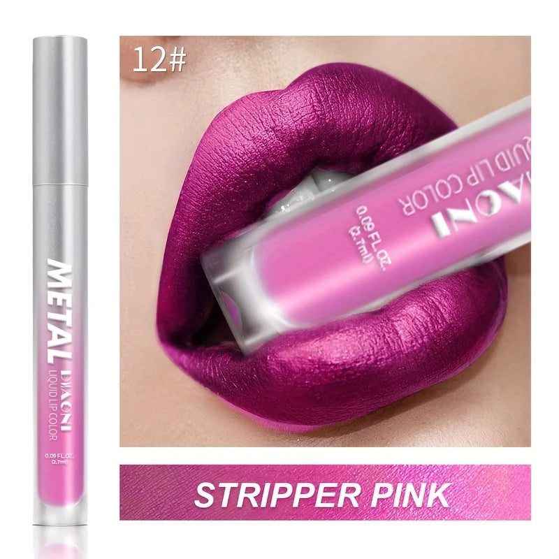 Glitter Metallic Liquid Lipstick Shimmer Easy To Color Non-stick Cup Lip Gloss Waterproof Shiny Lip Glaze Long Lasting Makeup -