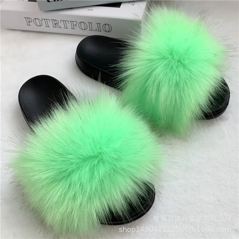 Faux Fur Slippers Women -