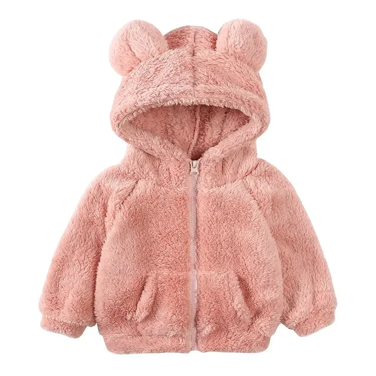 Thicken Warm Girls Winter Coat Cartoon Long Sleeve Hooded Coat for Girls Fashion Solid Color Kids Coat 1-6 Years -