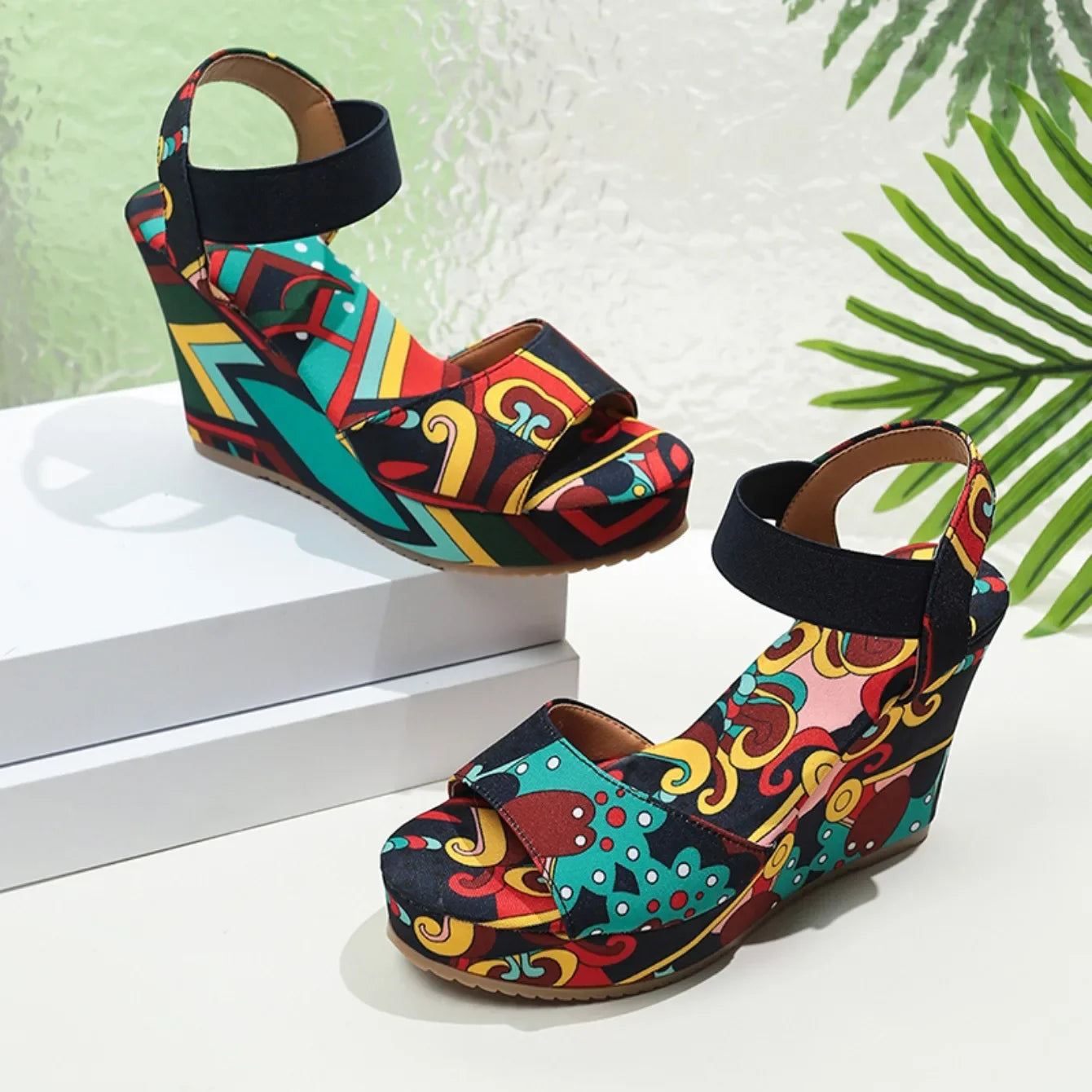 Shoes for Women 2025 New Women Wedge Sandals Retro Ethnic Printing Platform Sandals Ladies Casual Comfortable Outdoor Sandals -