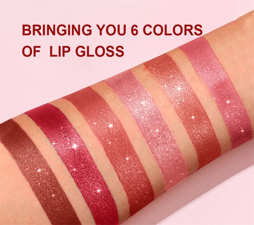 Chocolate Brown Luxurious Metallic Glitter Lipstick Long-Lasting Waterproof Non-Fade Shimmery Pearl Sparkling Lip Gloss Makeup -