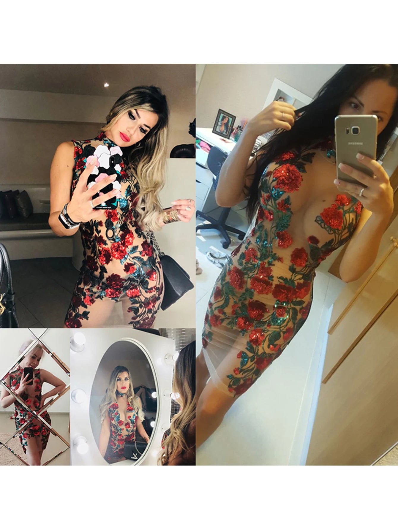 Sexy See through Mesh Red Sequin Mini Summer Dress Women Night club outfits cocktail Dresses Party wrap bodycon Dress vestidos -