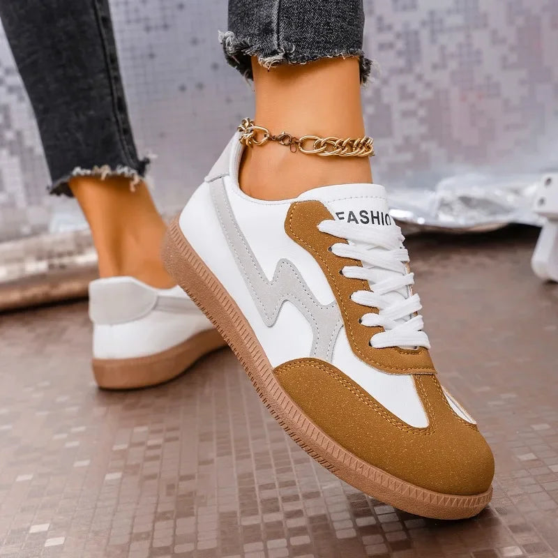 2025 Spring New Lace Up Women's Sports Shoes Plus Size Woman Sneakers Mixed Colors Female Fashion Versatile Flat Casual Sneaker -